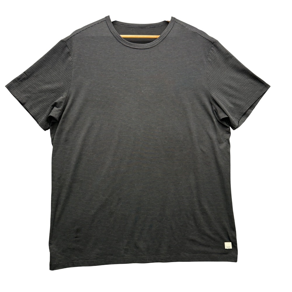 Vuori V1021 T-Shirt Mens XL Black Short Sleeve Striped Athletic Running Tee